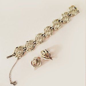 CORO Vintage Silvertone Bracelet and Earring Set